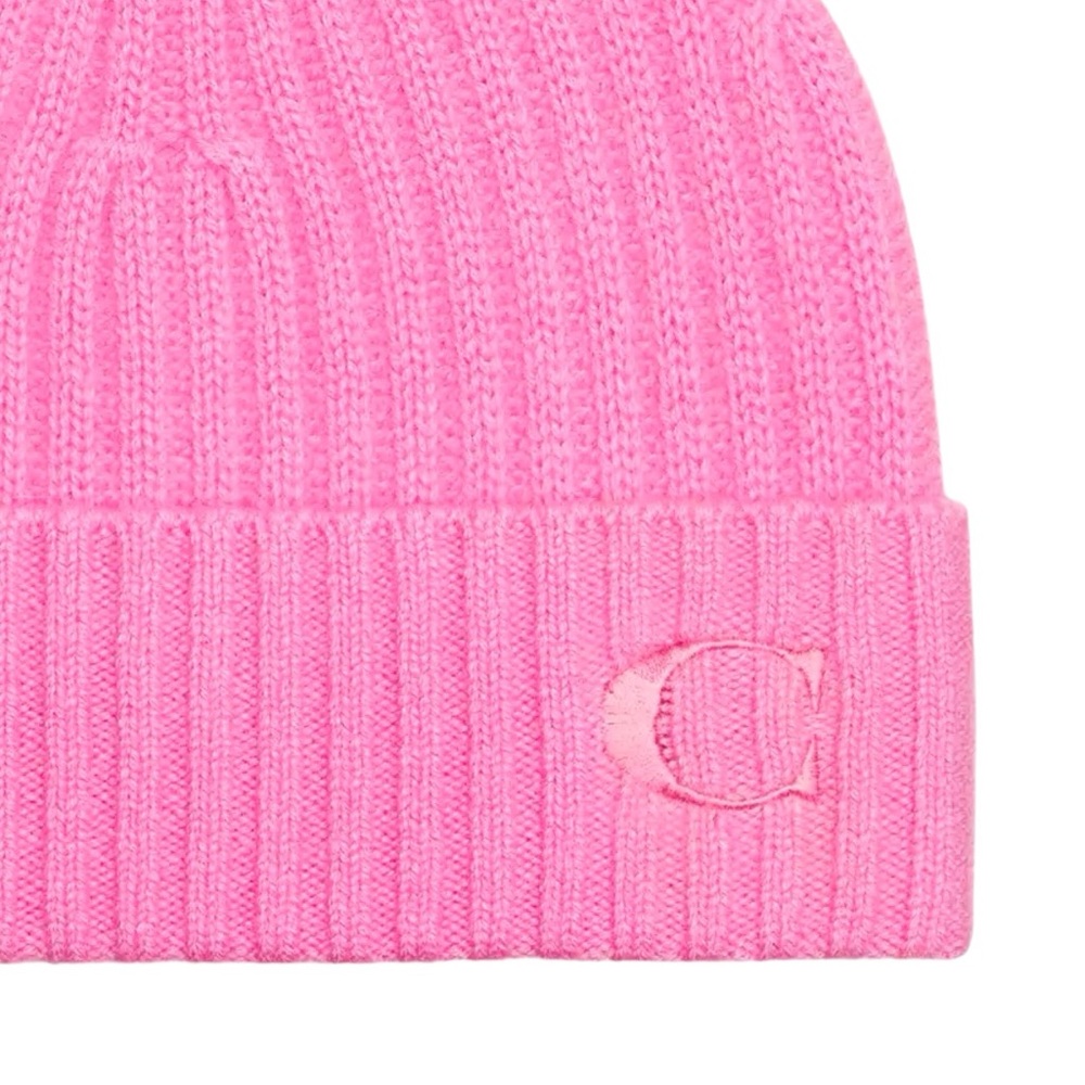 NWT Coach Cashmere Beanie Patent Pink - Picture 2 of 4